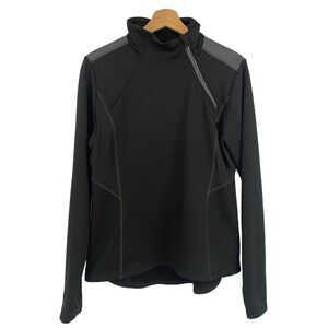 Lole Womens Size XL Athletic Jacket Black Long Sleeve Zip At Collar Side